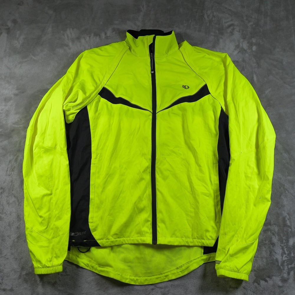 pearl Izumi Jacket Mens Medium Yellow Neon Elite Barrier Full Zip Vented Cycling